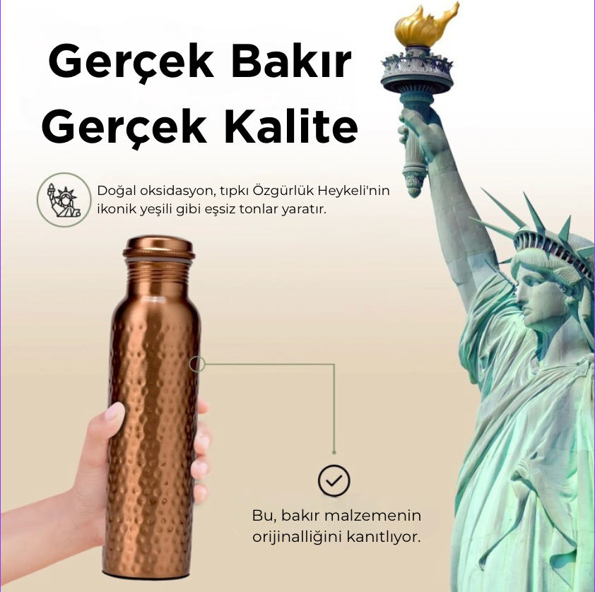 El yapımı Ayurvedik Bakır Su Şişesi
