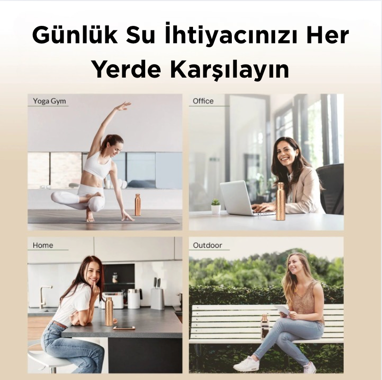 El yapımı Ayurvedik Bakır Su Şişesi