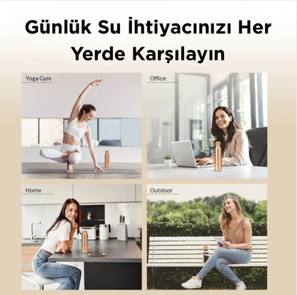 El yapımı Ayurvedik Bakır Su Şişesi